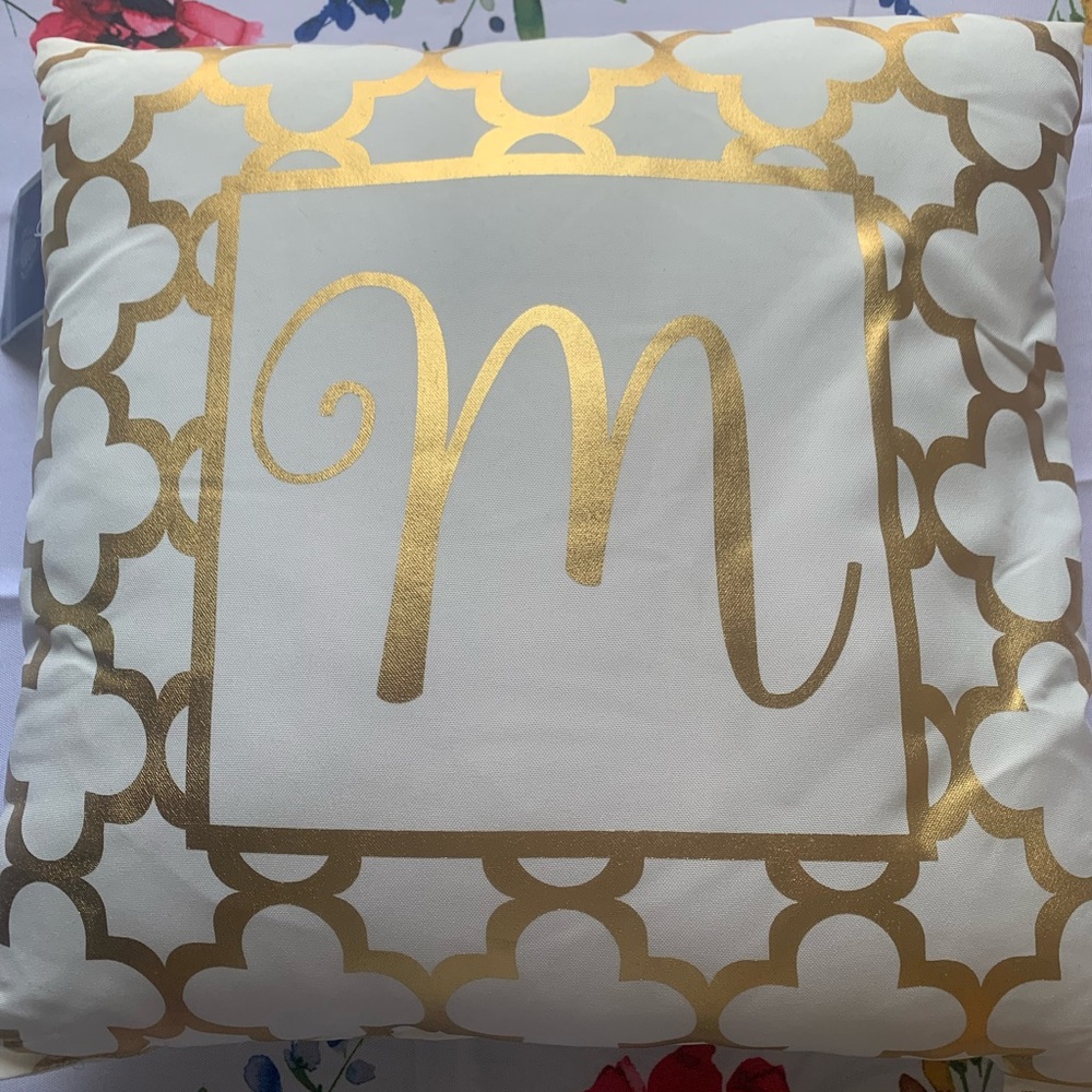 Gold and White Decorative Pillow